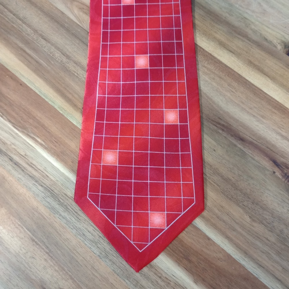 Vintage Rudee Ricco Tie Necktie Silk Italian Italy Checkerboard‎ Geometric Red